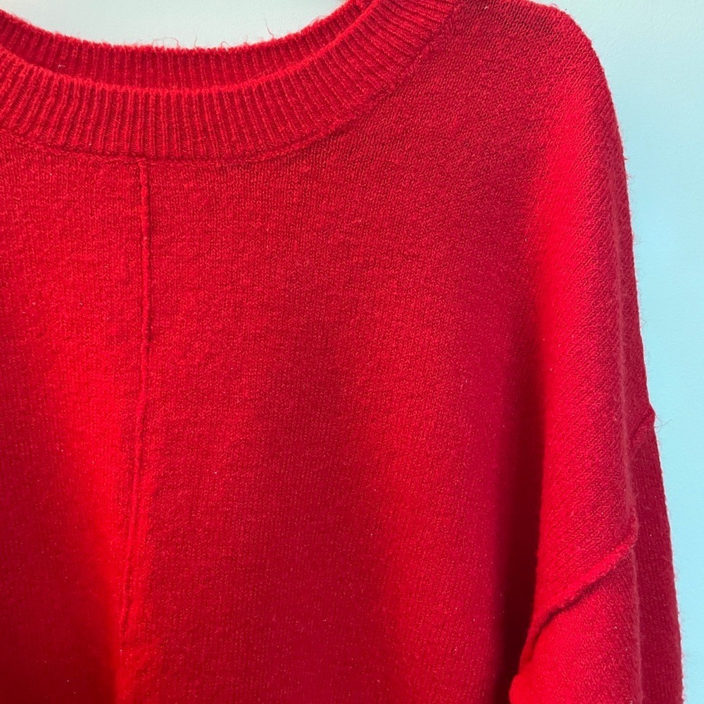 Vince Camuto Red Oversized Drop Shoulder Crew Neck Knit Sweater Womens Large - Picture 3 of 10